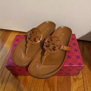 Tory Burch Cloud Miller Camello Colored Leather Sandals